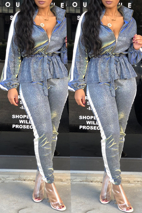 patchwork pants two piece outfits