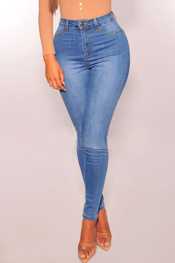 Lovely Casual Skinny Baby Blue Denim JeansLW Fashion Online For Women