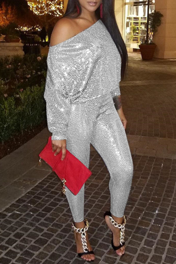silver sequin pants outfit