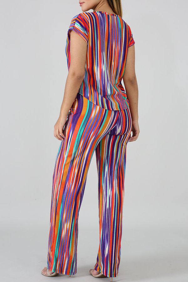 Lovely Casual Striped Multicolor Knitting Two Piece Pants Setlw Fashion Online For Women 3000