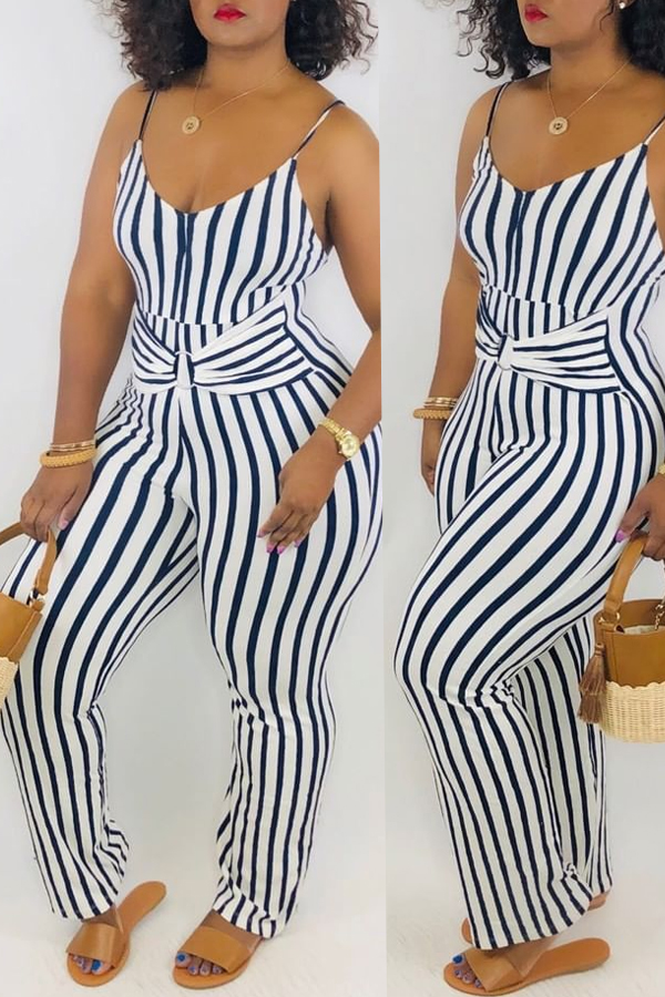 Lovely Casual Striped Navy One-piece Jumpsuit(With Elastic)LW | Fashion ...