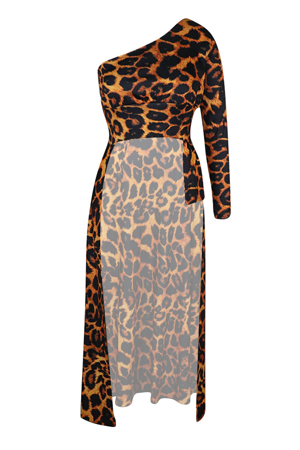 one shoulder leopard top