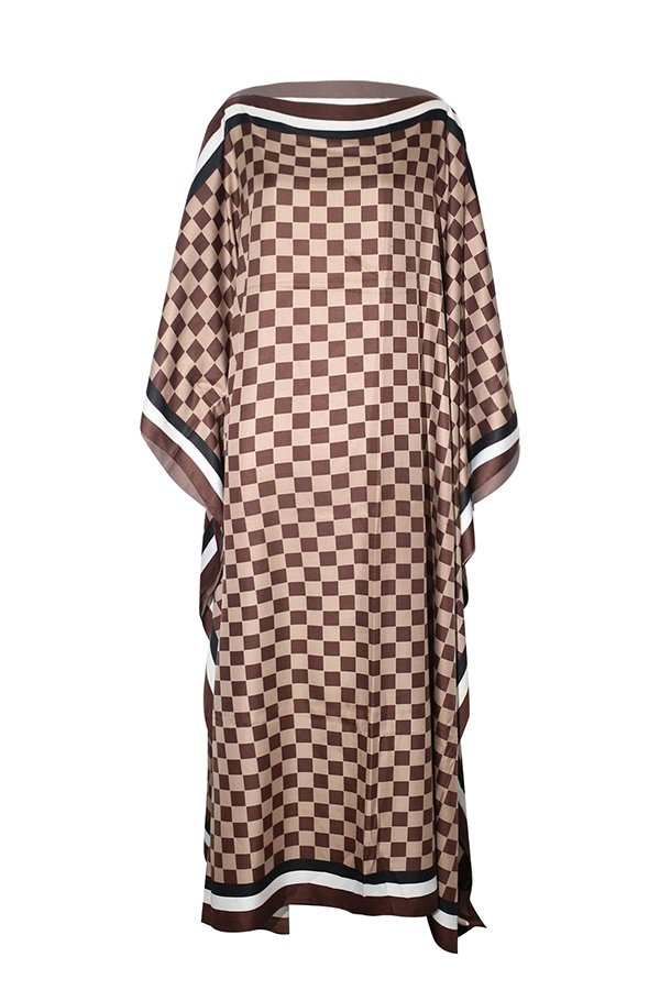 Lovely Casual Printed Brown Ankle Length Plus Size DressLW | Fashion Online For Women 