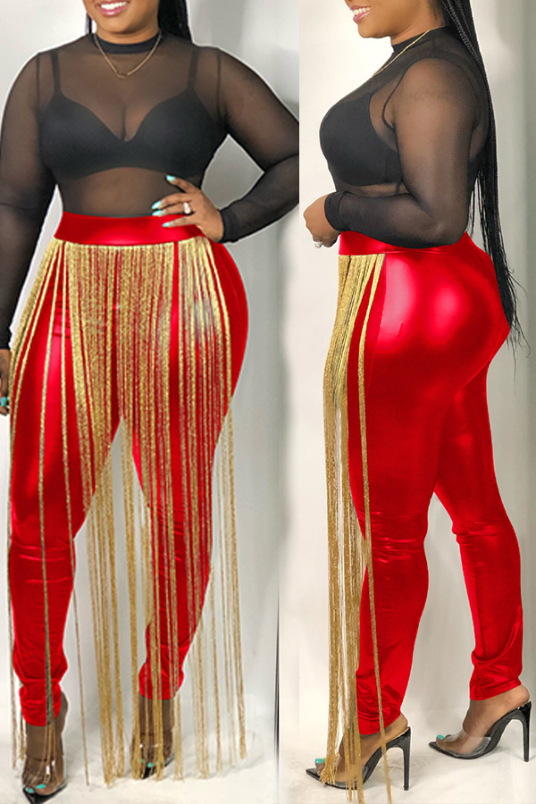 Lovely Casual Tassel Design Red PantsLW Fashion Online For Women