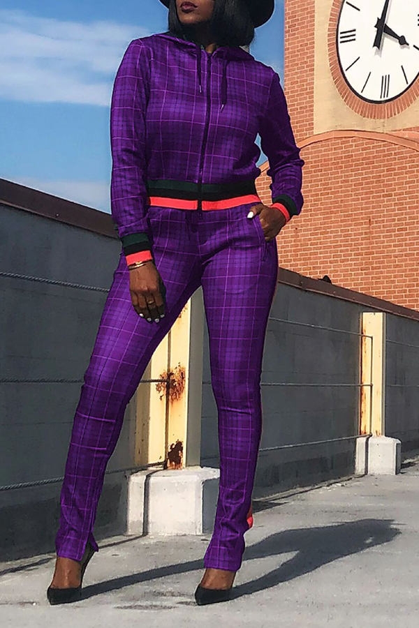 purple plaid pants womens