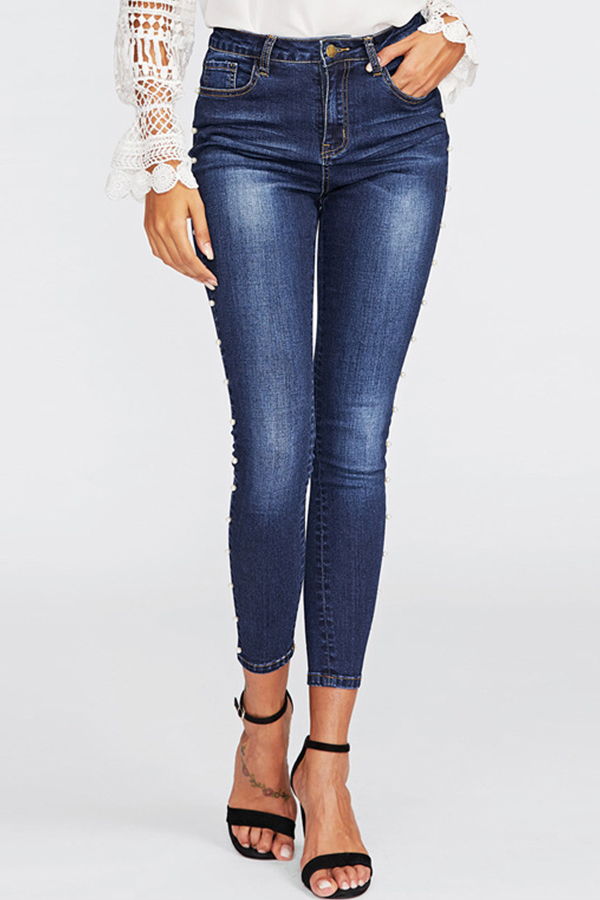 only jeans blush mid waist skinny