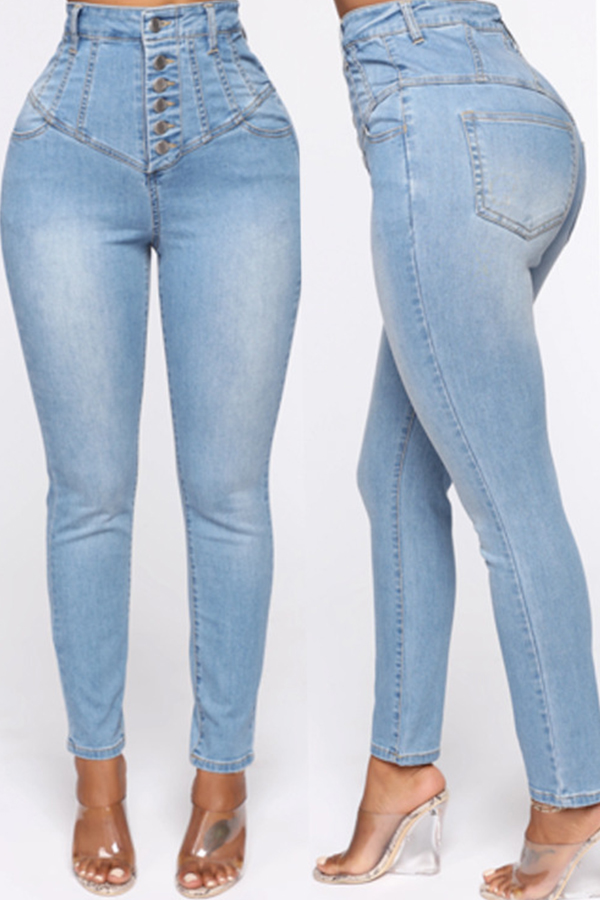 Lovely Casual Skinny Baby Blue JeansLW | Fashion Online For Women ...