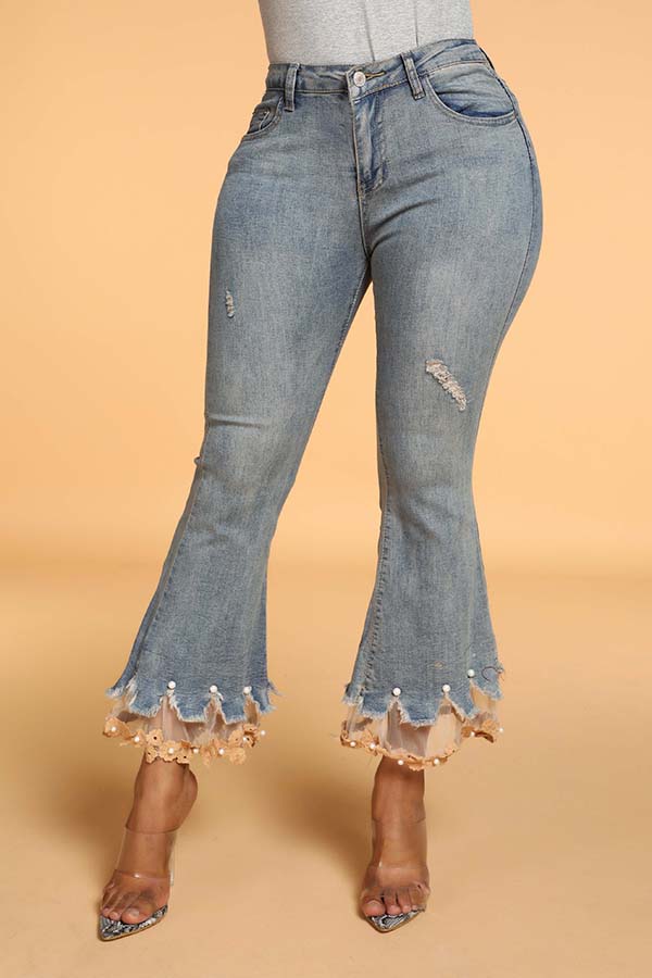 patchwork blue jeans