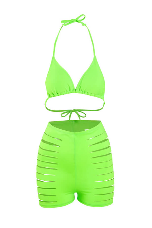 white and green bathing suit