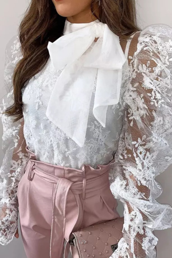 Lovely Sweet Lace See-through White BlouseLW | Fashion Online For Women ...