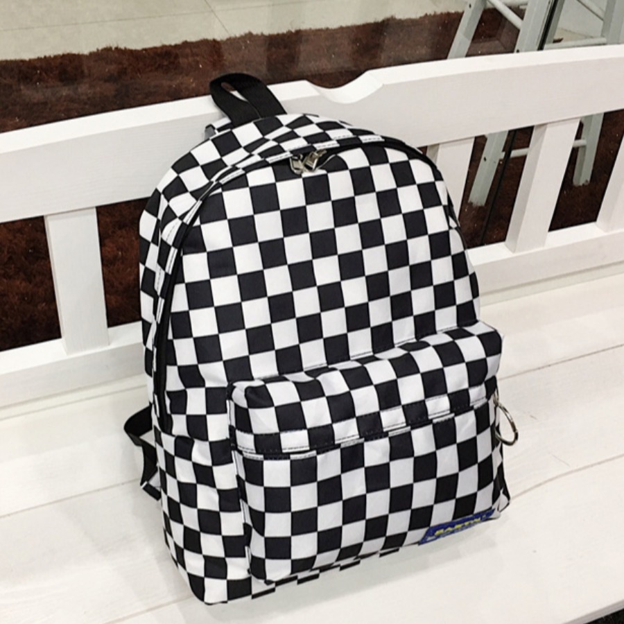lovely Stylish Grid Print Black And White BackpackLW | Fashion Online ...