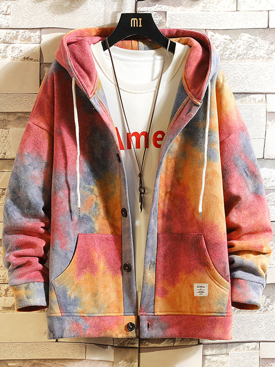lovely Casual Hooded Collar Tiedye Red Men JacketLW Fashion Online