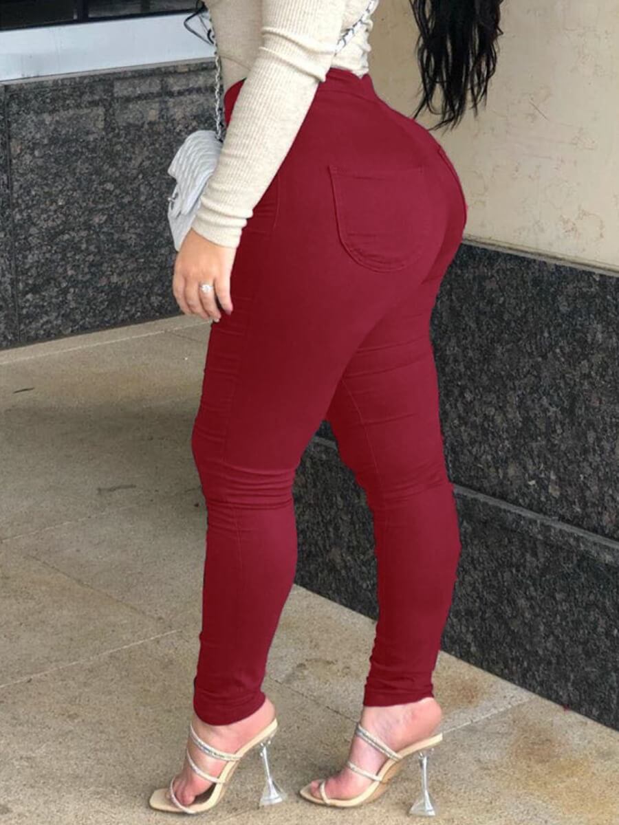 red plus size jeans