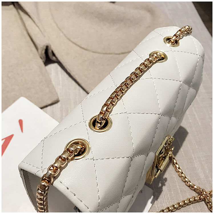 white chain strap bag