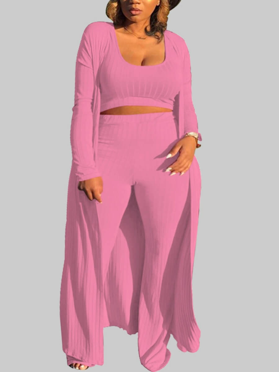 Lovely Casual U Neck Pink Plus Size Two-piece Pants SetLW | Fashion ...