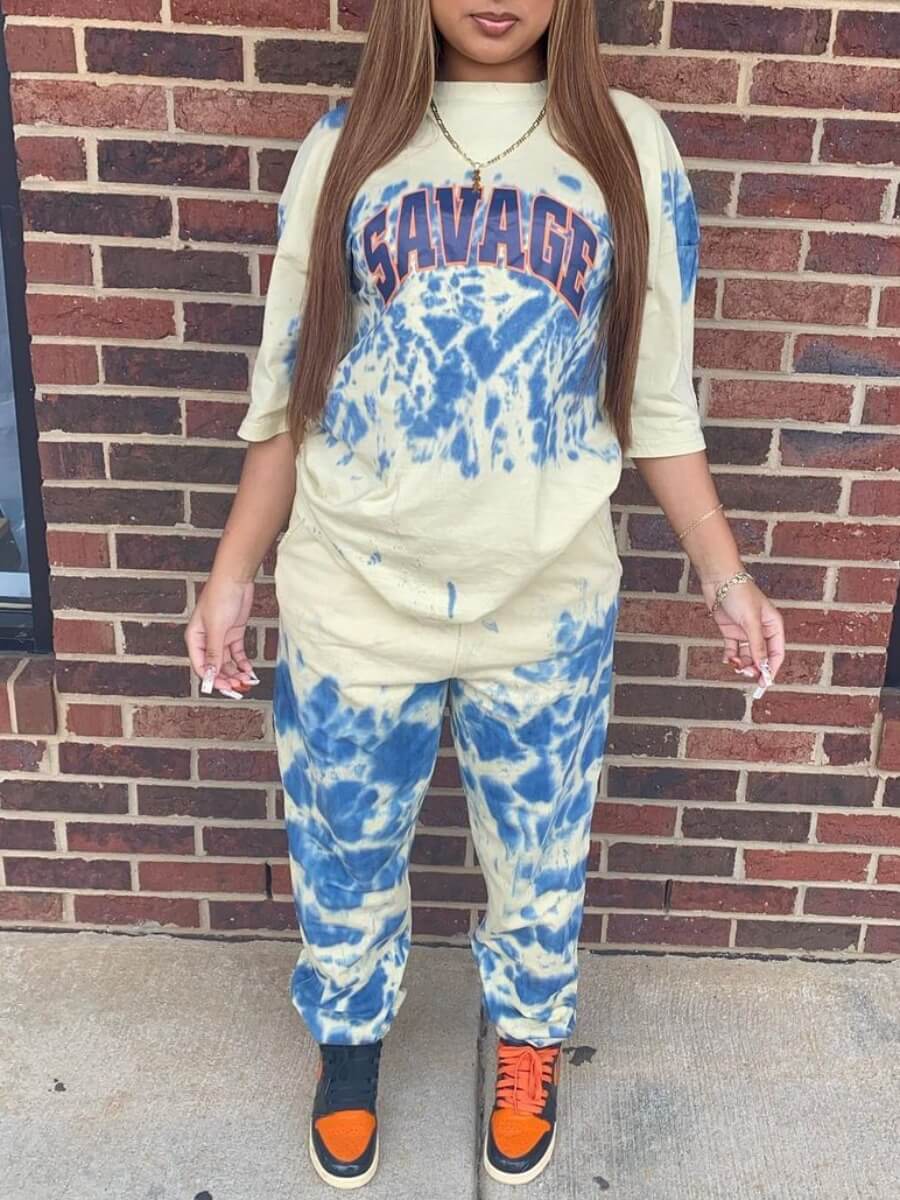 blue tie dye pants